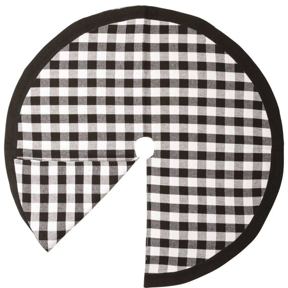 Holiday Time 48 inch Black and White Buffalo Plaid Checkered Tree Skirt - Picture 1 of 4